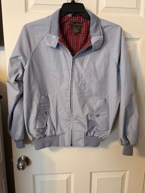 Men’s Harrington jacket gray tartan plaid lined classic golf style size L